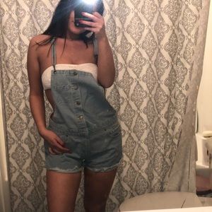 Forever 21 denim overall shorts